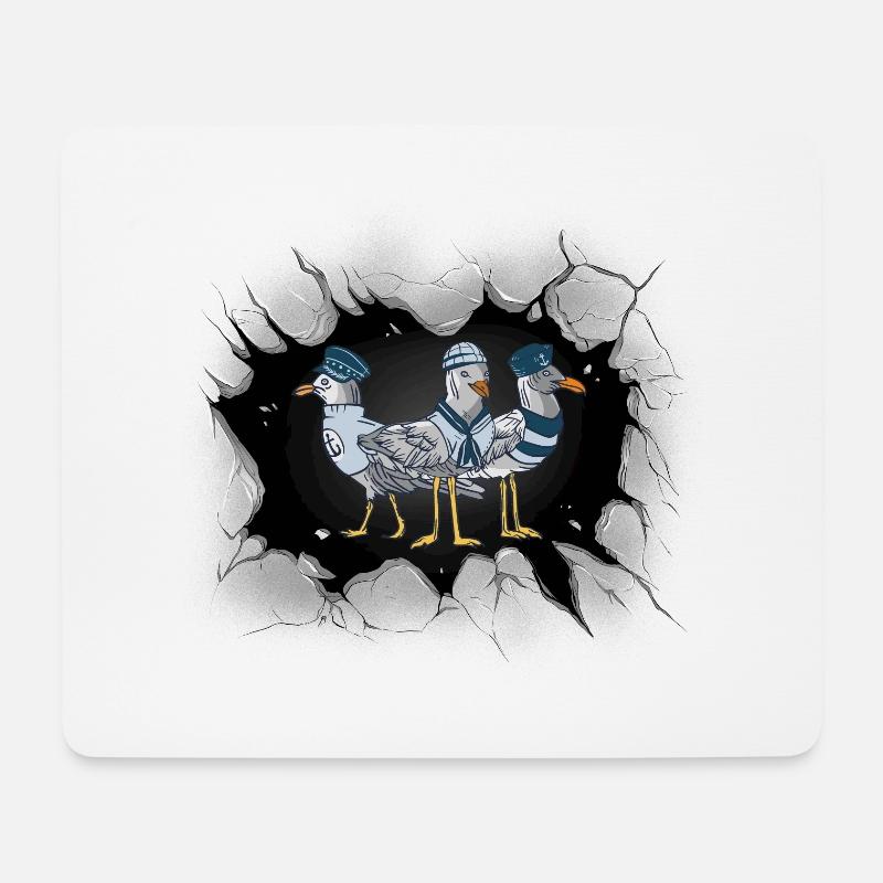 Möwen Möwe Meer Küste Seevögel maritim Seefahrer - Mousepad (Querformat) - Weiß
