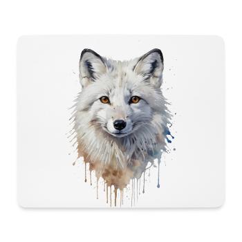 Majestätischer Polarfuchs Porträt - Aquarell - Mousepad (Querformat) - Weiß - Vorne