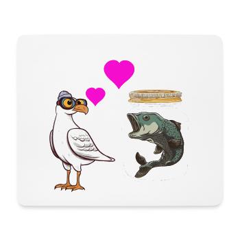 Seagull Loves Fish Fish Maritime Sailor - Mouse Pad (horizontal) - white - Front