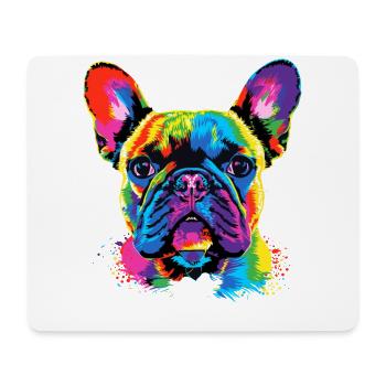 Französische Bulldogge Bunte Farben Pop Art Dogge - Mousepad (Querformat) - Weiß - Vorne