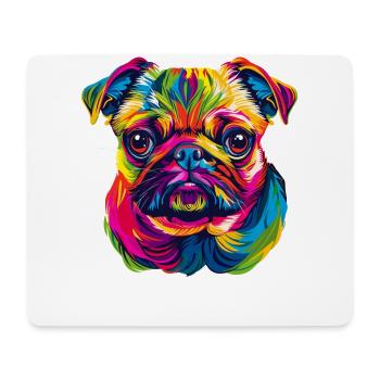 Mops Hund Bunte Farben Pop Art Regenbogen Carlino - Mousepad (Querformat) - Weiß - Vorne