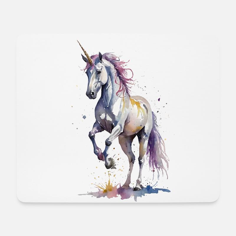 Mythisches Gebrüll - Einhorn Aquarell - Mousepad (Querformat) - Weiß