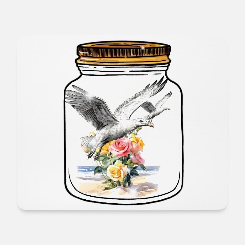 Geburtstag Flaschenpost Möwen Möwe Rosen - Mousepad (Querformat) - Weiß