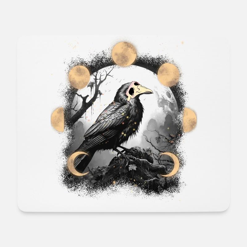 Krähe Halloween Mittelalter Pest Mondphase Rabe - Mousepad (Querformat) - Weiß