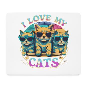 I Love My Cats Cats With Sunglasses - Mouse Pad (horizontal) - white - Front