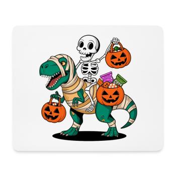 Squelette et T-Rex avec des citrouilles pour Halloween - Tapis de souris (format paysage) - blanc - Devant