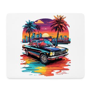 Retro Car Cruiser at sunset - Mouse Pad (horizontal) - white - Front