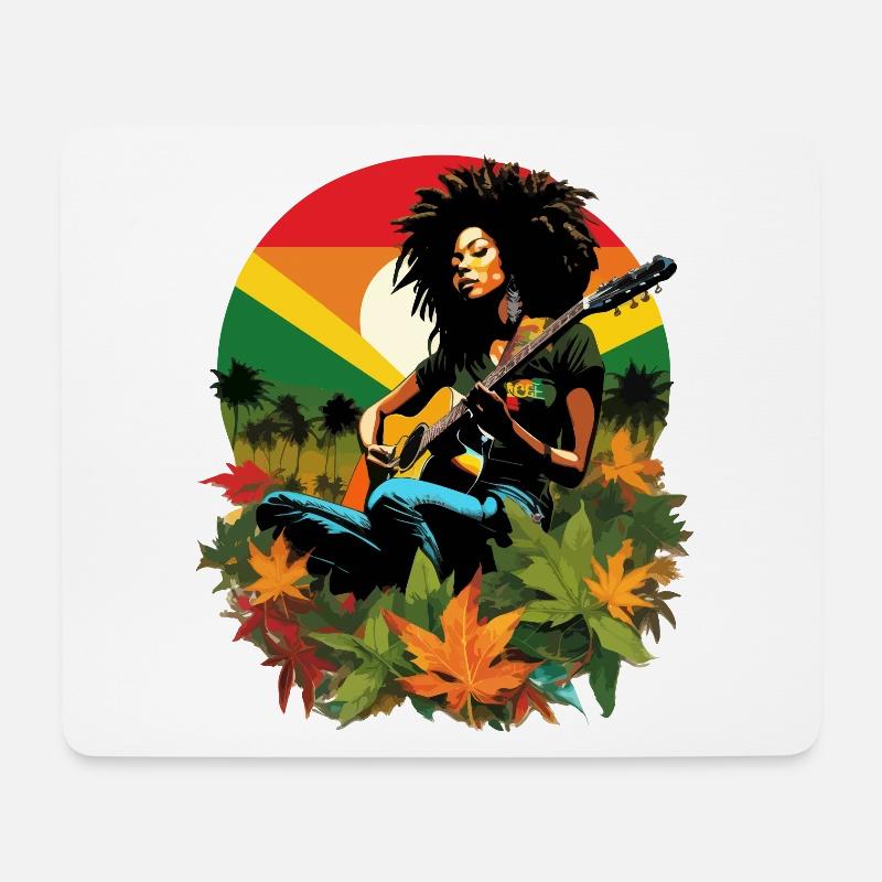 Rastafari Reggae-Gitarrist - Mousepad (Querformat) - Weiß