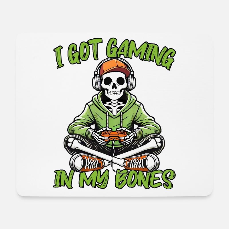 Funny Halloween Skeleton Gamer Video Game Costume - Mouse Pad (horizontal) - white