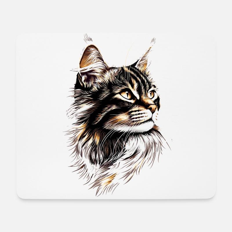Katze Norwegische Waldkatze Norweger Wald Katzen - Mousepad (Querformat) - Weiß