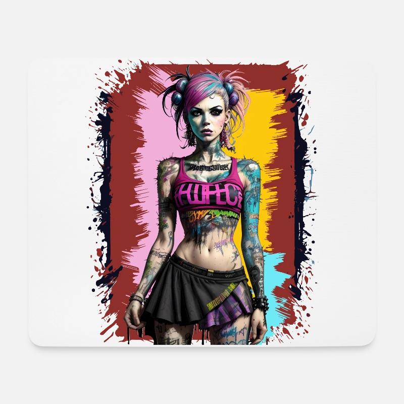 Hübsches Punk-Mädchen - Mousepad (Querformat) - Weiß