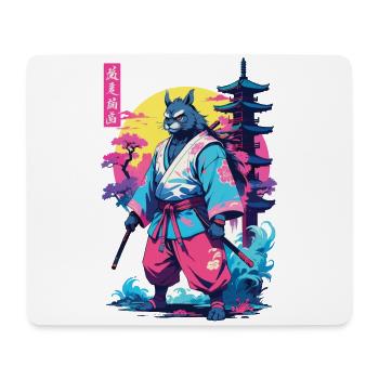 Tanuki Yokai Vaporwave Aesthetic Samurai Art - Mouse Pad (horizontal) - white - Front