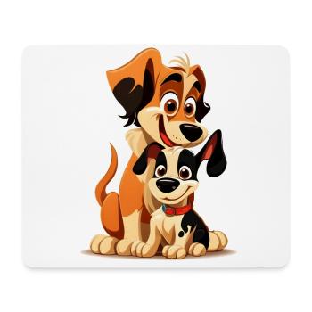 Funny dogs - happy puppy and parent duo - Mouse Pad (horizontal) - white - Front