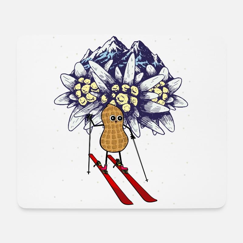 Erdnuss Wintersport Ski Skifahrer Alpen Tirol - Mousepad (Querformat) - Weiß