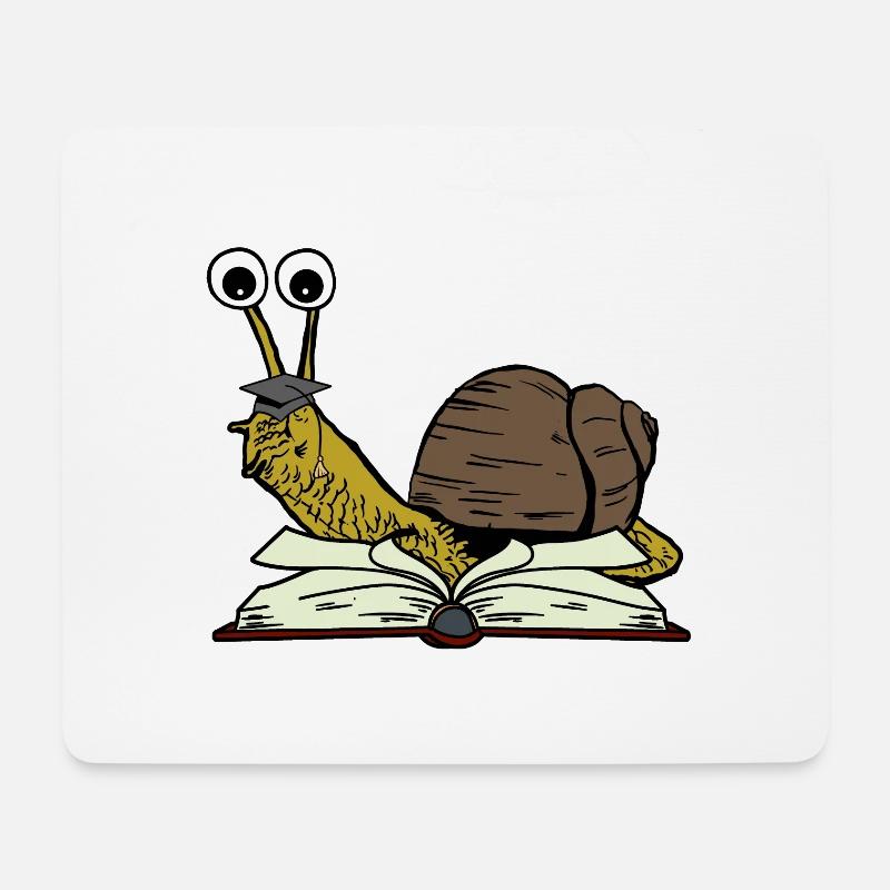 Schnecke Student studieren lernen Studium Abi - Mousepad (Querformat) - Weiß