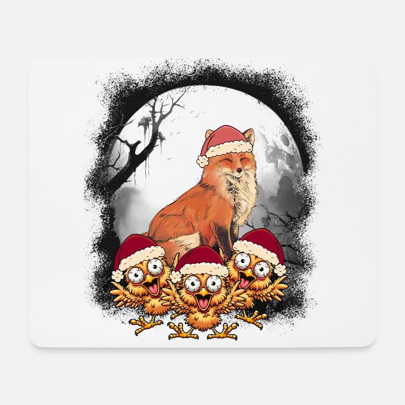 Weihnachtsmann Fuchs Hühner Huhn Nikolaus - Mousepad (Querformat) - Weiß