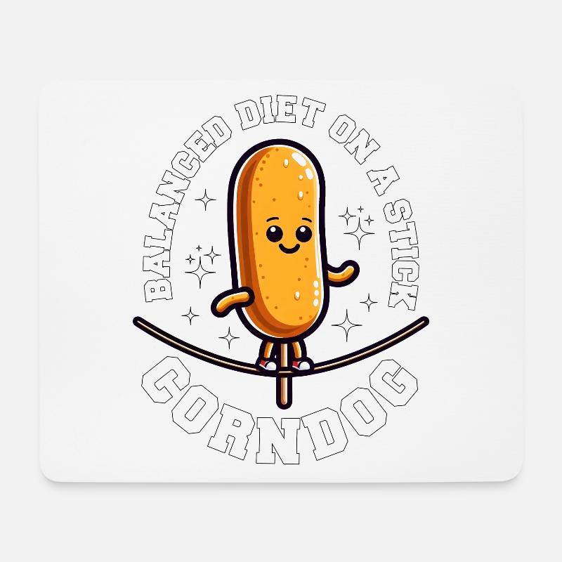 AUSGEWOGENE ERNÄHRUNG AM STIEL - CORNDOG - Mousepad (Querformat) - Weiß