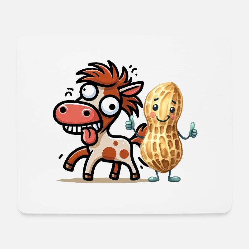 verrücktes lustiges Pferd Erdnuss Pferde Nuss - Mousepad (Querformat) - Weiß