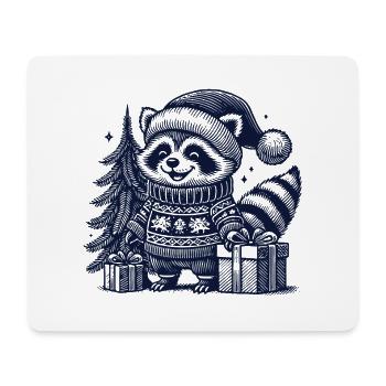 Fröhlicher Waschbär Weihnachten - Mousepad (Querformat) - Weiß - Vorne