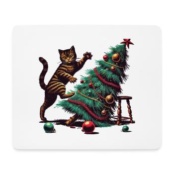 Lustige Katze Weihnachten Retro Vintage - Mousepad (Querformat) - Weiß - Vorne