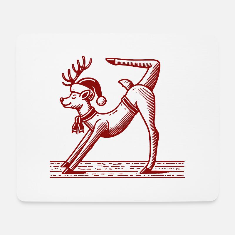 Yoga Rentier Weihnachten Entspannt Feiern - Mousepad (Querformat) - Weiß