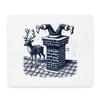 Lustiges Weihnachten steckt im Schornstein - Mousepad (Querformat) - Weiß - Vorne