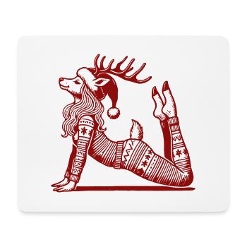 Entspannendes Yoga Rentier Weihnachten - Mousepad (Querformat) - Weiß - Vorne