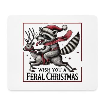 Merry Wild Christmas Raccoon Reindeer - Mouse Pad (horizontal) - white - Front
