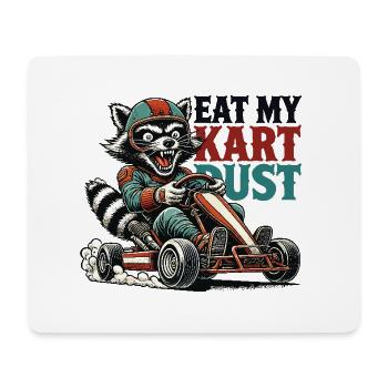 Lustiger Retro Waschbär Go-Kart Staub Essen Spruch - Mousepad (Querformat) - Weiß - Vorne