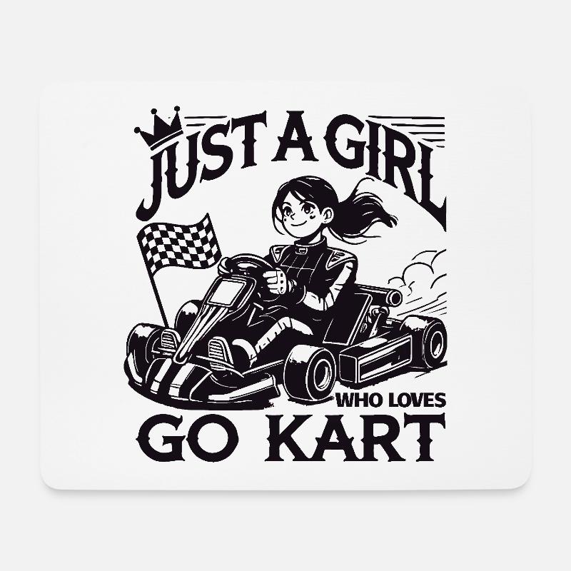 Les filles qui aiment le karting - Tapis de souris (format paysage) - blanc