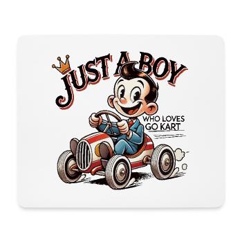Nur Ein Junge Der Go-Kart Liebt Cartoon Style - Mousepad (Querformat) - Weiß - Vorne