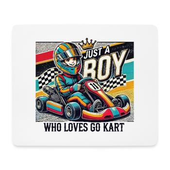 Garçon qui aime les courses de karting - Tapis de souris (format paysage) - blanc - Devant