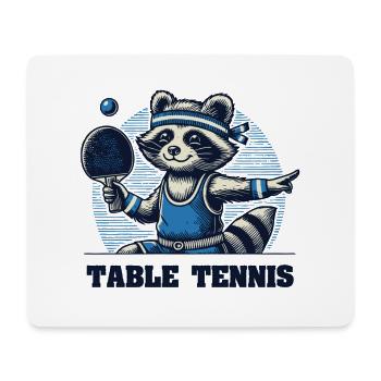 Niedlicher Tischtennis Waschbär Spieler - Mousepad (Querformat) - Weiß - Vorne