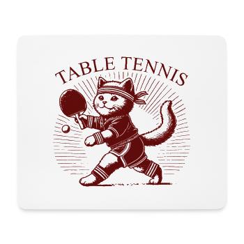 Niedliche Katze Tischtennis Retro Vintage Design - Mousepad (Querformat) - Weiß - Vorne
