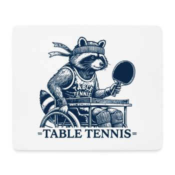 Table Tennis Raccoon Wheelchair Rider Vintage - Mouse Pad (horizontal) - white - Front