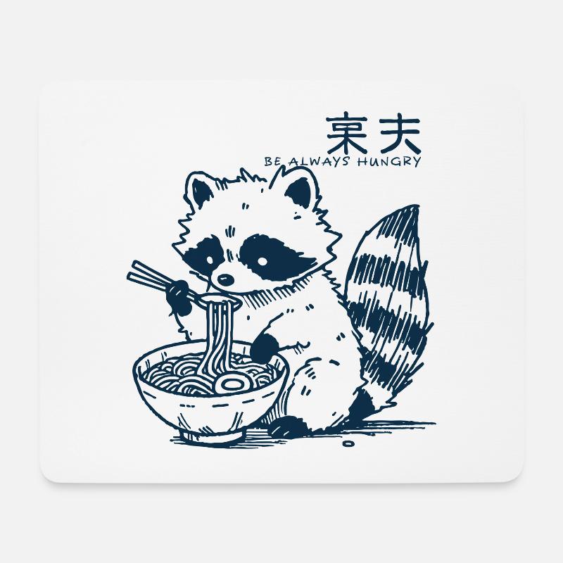 Ramen Nudeln Anime Waschbär Kawaii - Mousepad (Querformat) - Weiß