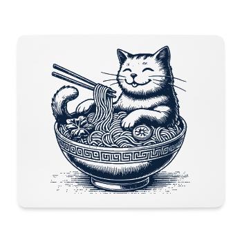Kawaii Ramen Cat Nouilles Japonaises Streetwear - Tapis de souris (format paysage) - blanc - Devant