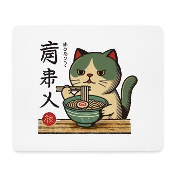 Funny cats in retro ukiyo-e style with ramen - Mouse Pad (horizontal) - white - Front