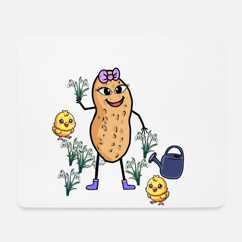 Erdnuss Frühling Ostern Küken Schneeglöckchen - Mousepad (Querformat) - Weiß
