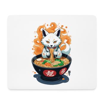 Kitsune Ramen Nudeln Kawaii Retro Ukiyo-e Fuchs - Mousepad (Querformat) - Weiß - Vorne