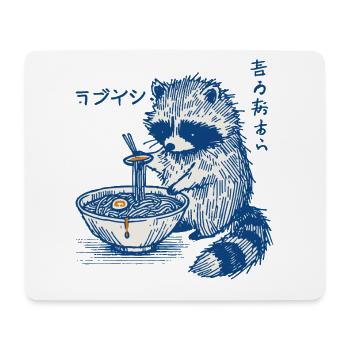 raton laveur Ramen Retro Ukiyo-E Kawaii Japon - Tapis de souris (format paysage) - blanc - Devant