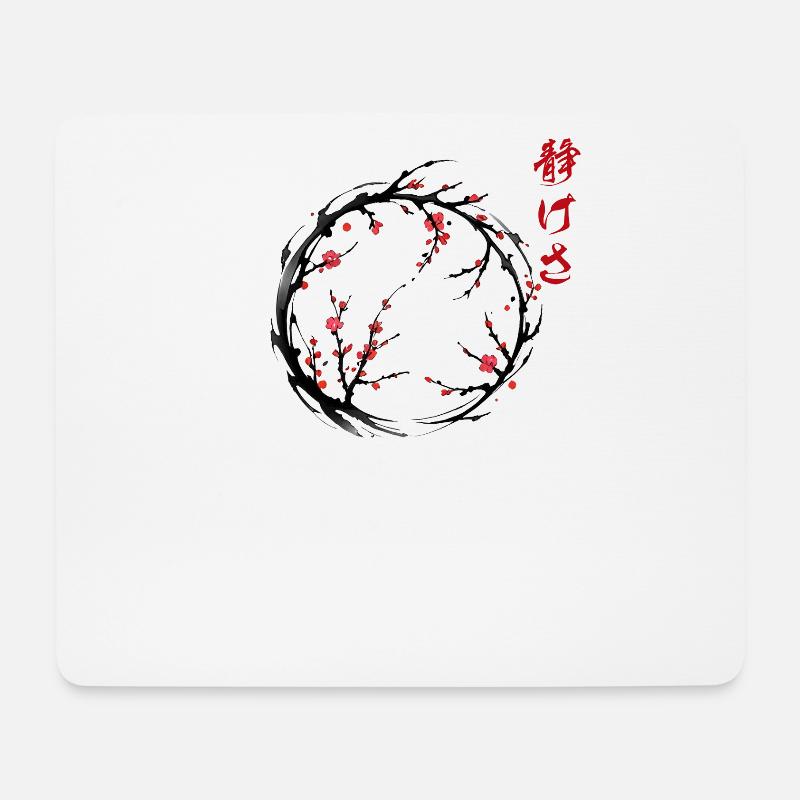 Kirschblüten-Gelassenheit Enso - Mousepad (Querformat) - Weiß
