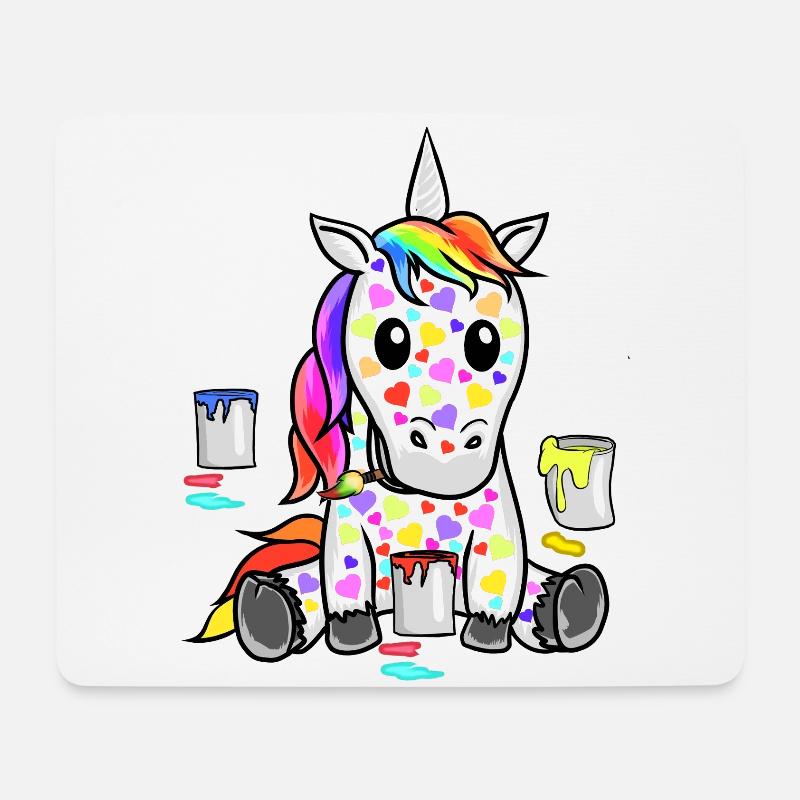 Einhorn Valentin Herz Herzen Einhörner Kinder - Mousepad (Querformat) - Weiß