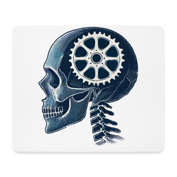 Fahrrad Skelett Gehirn Kettenblatt Kopf - Mousepad (Querformat) - Weiß - Vorne