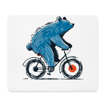 Aventure à vélo avec ours sur deux-roues - Tapis de souris (format paysage) - blanc - Devant
