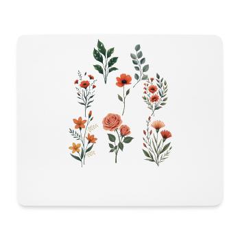 Verschiedene florale botanische Sets - Mousepad (Querformat) - Weiß - Vorne