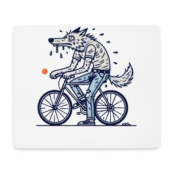 Vélo loup sur la roue aventure - Tapis de souris (format paysage) - blanc - Devant