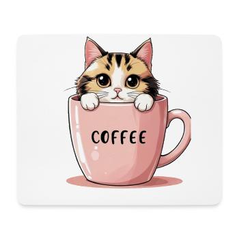 Chat de café mignon - Motivation matinale parfaite - Tapis de souris (format paysage) - blanc - Devant