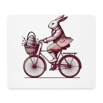 Lapin de Pâques Vélo Style Rétro - Tapis de souris (format paysage) - blanc - Devant