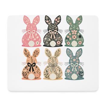 Ostern Blumenhasen Retro Vintage Stil - Mousepad (Querformat) - Weiß - Vorne